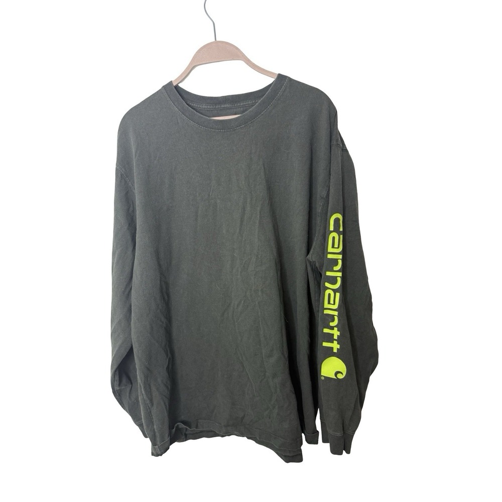 Carhartt Green Loose Fit Long Sleeve Crew Neck Cotton Knit T-Shirt XL